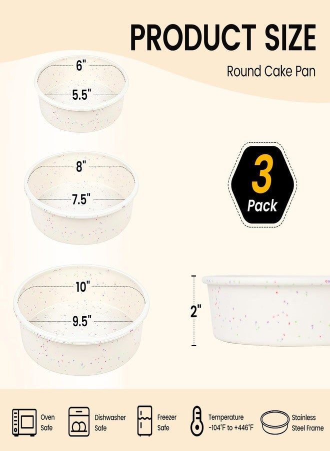 Vinino 3 Pack Round Cake Pan Set (6''/8''/10'') with Metal Reinforced Frame, Circle Cake Pan for Baking Nonstick Silicone Springform Pan for Baking Suitable for Making Layers, Cheese & Chocolate Cakes - Image 5